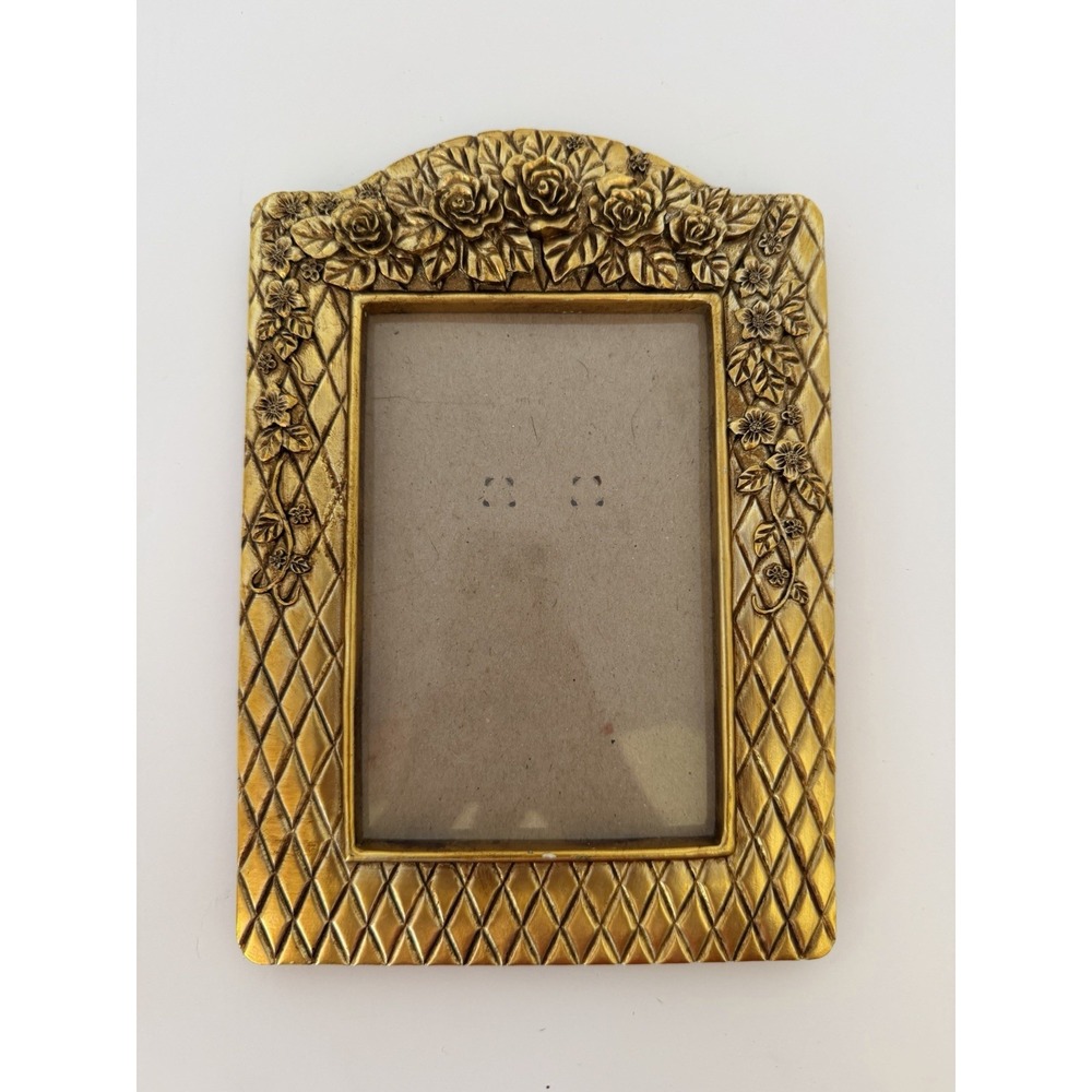 Mini Gold Romantic Picture Frame‎ Hollywood Regency Ribbons Roses